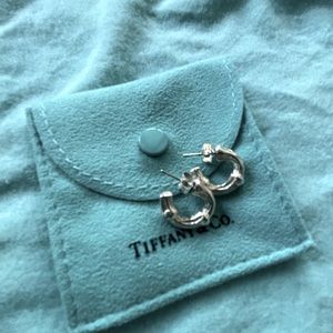 Vintage AUTHENTIC Tiffany and Co. Silver Mini bamboo hoop earrings
